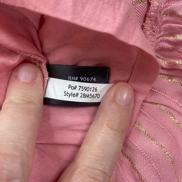 Boston Proper Dress Womens Large Pink Gold Striped Beaded Silver Fringe Low Back - Picture 9 of 15